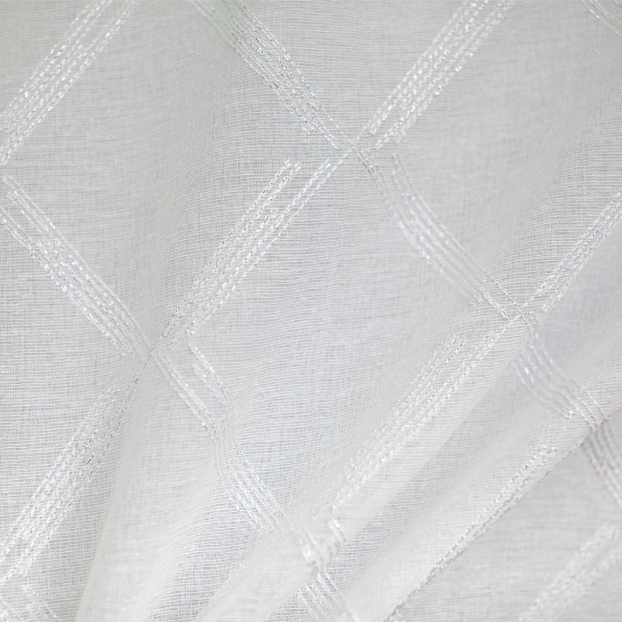 Teresa Fabric Sheer Polyester Fabric - Diamond Metallic Embroidered, 118" Width (1 Yard)