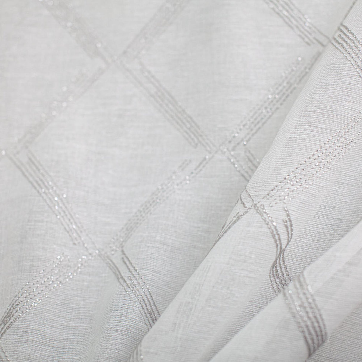 Teresa Fabric Sheer Polyester Fabric - Diamond Metallic Embroidered, 118" Width (1 Yard)