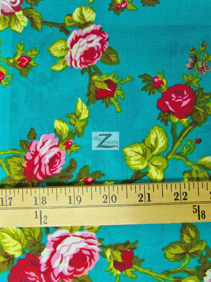 Big Z Fabric Daffodils Flower Black Poly Cotton Fabric