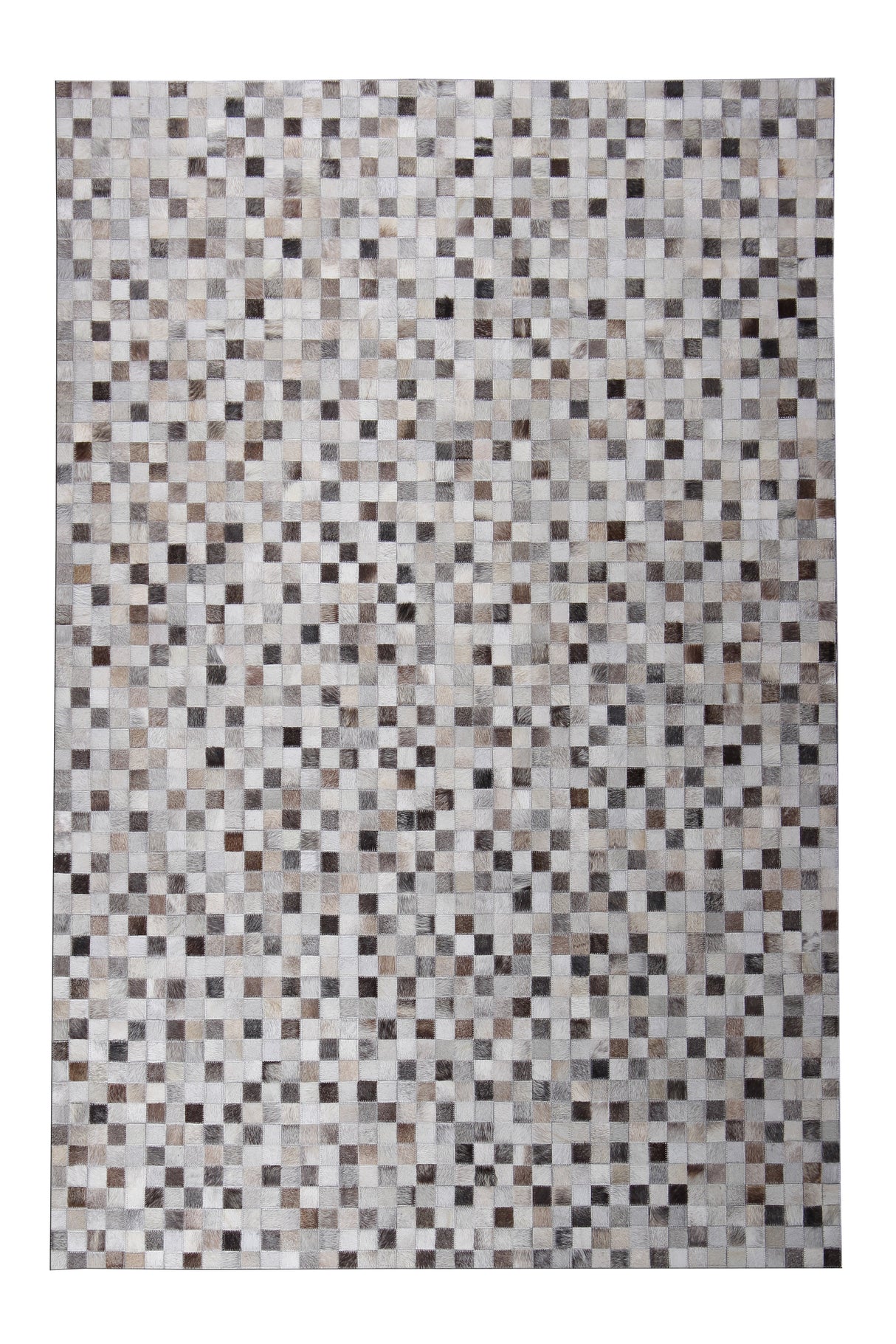 Natural Cowhide Leather Patchwork Tile Area Rug - 100 Percent Real Cowhide Fabric, Patchwork, Natural Multi Color, Handmade, Area Rug (1 Unit)