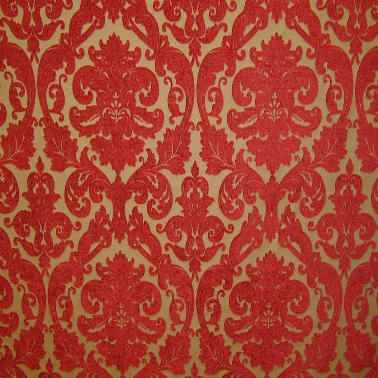 Tilda Chenille Fabric - Two-Toned Damask, Brick, 57" Width (1 Yard)