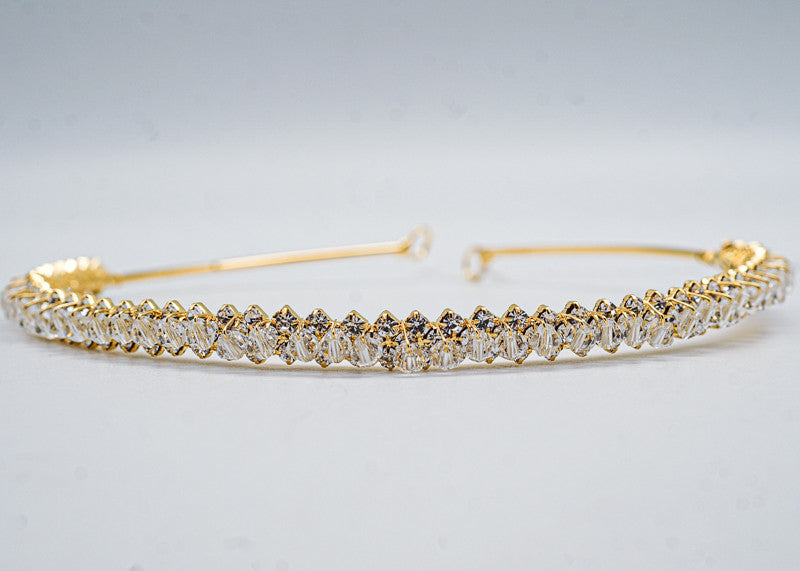 Gold Crystal Bridal Headband Rhinestone Wedding Hair Accessory 1 Piece (TL150)