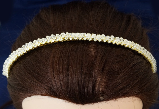 Gold Crystal Bridal Headband Rhinestone Wedding Hair Accessory 1 Piece (TL150)