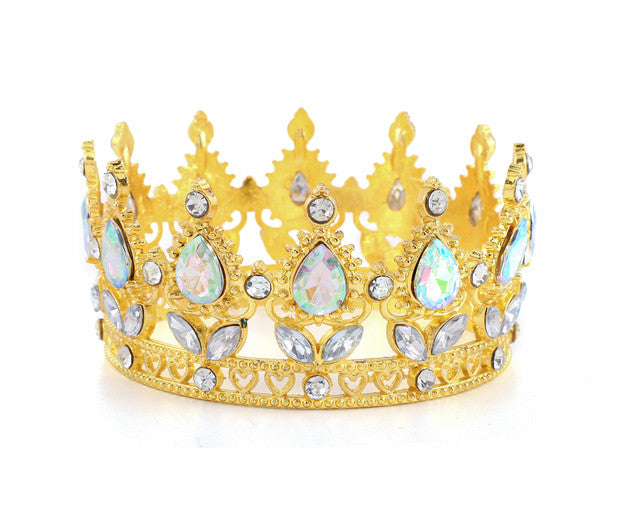 1 3/4" x 3 1/4" Gold AB Rhinestones Mini King Crown
