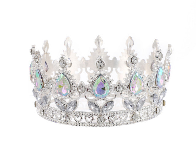 2 3/4" x 3 1/4" Silver AB Rhinestones Mini King Crown
