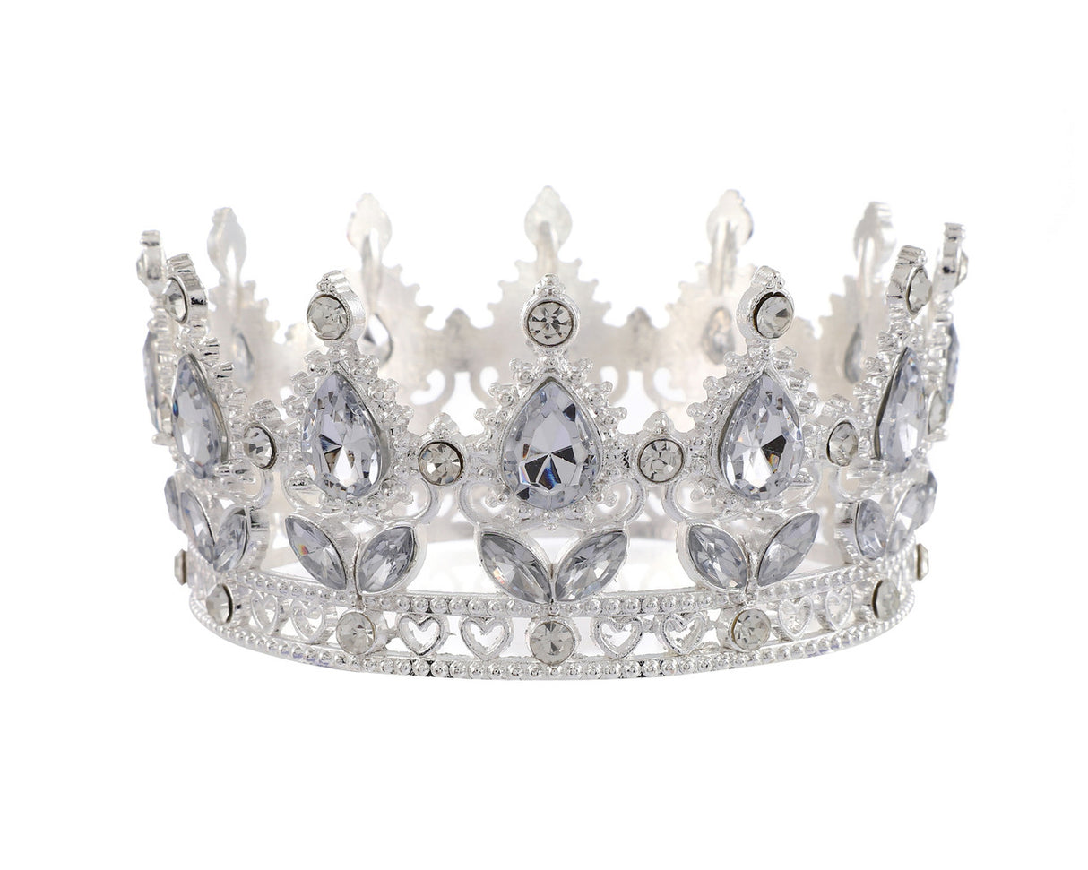 1 3/4" x 3 1/4" Silver Clear Rhinestones Mini King Crown