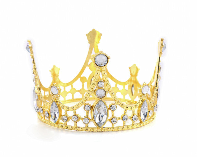 2 1/4" Gold Clear Rhinestones Full Circle Crown Tiara