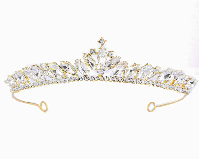 1 1/4" Gold Base Gold Rhinestones King Crown Tiara