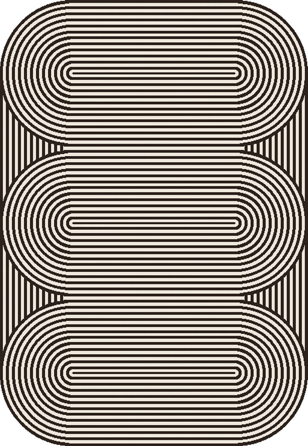 TOV 305 Polypropylene Fabric - Black & Ivory Geometric, Indoor/Outdoor Rug, Organic Live Edge (1 Piece)