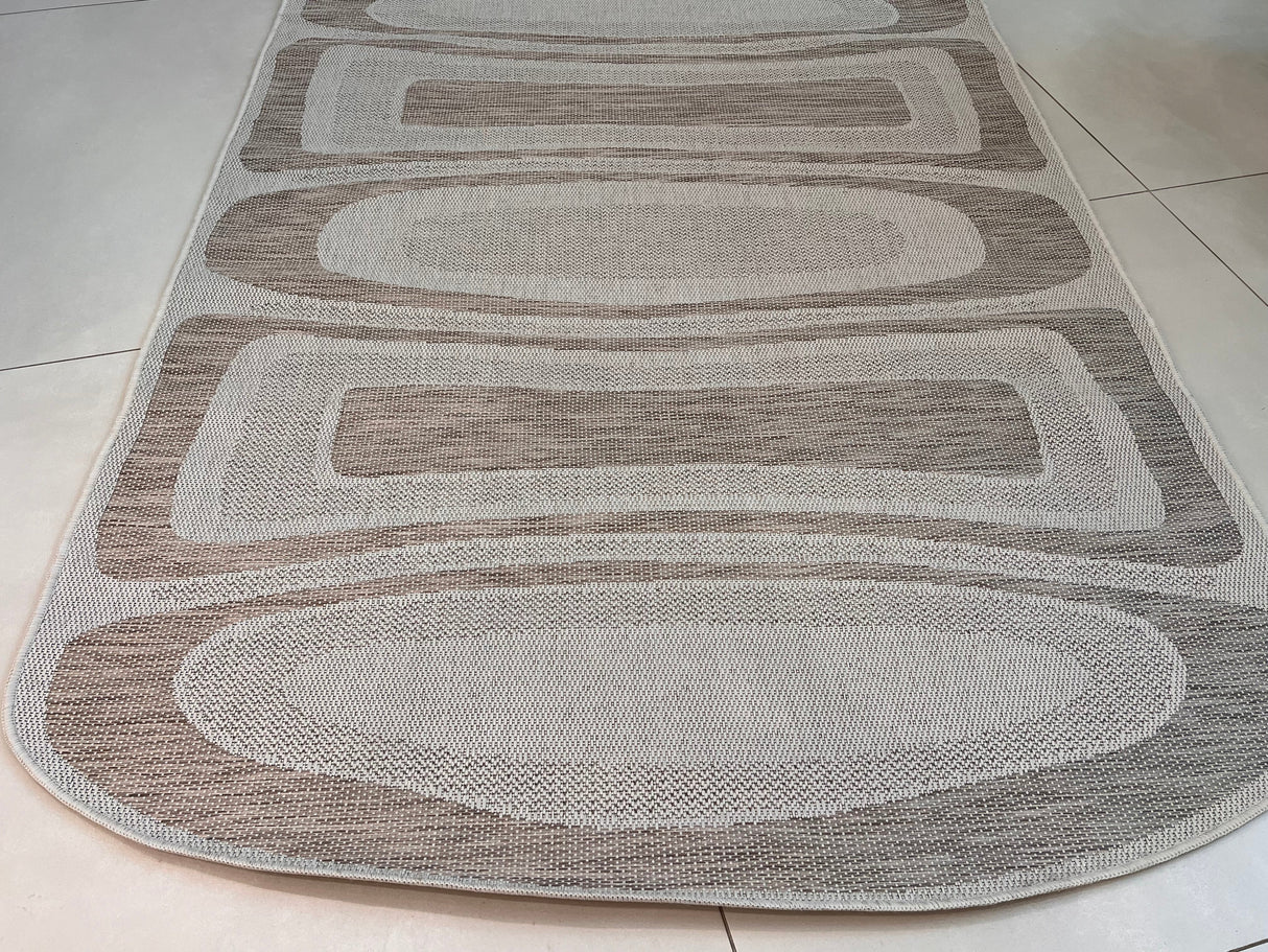 TOV 306 Polypropylene Fabric - Two-Tone Sandy Beige, Organic Live Edge Design (1 Rug)
