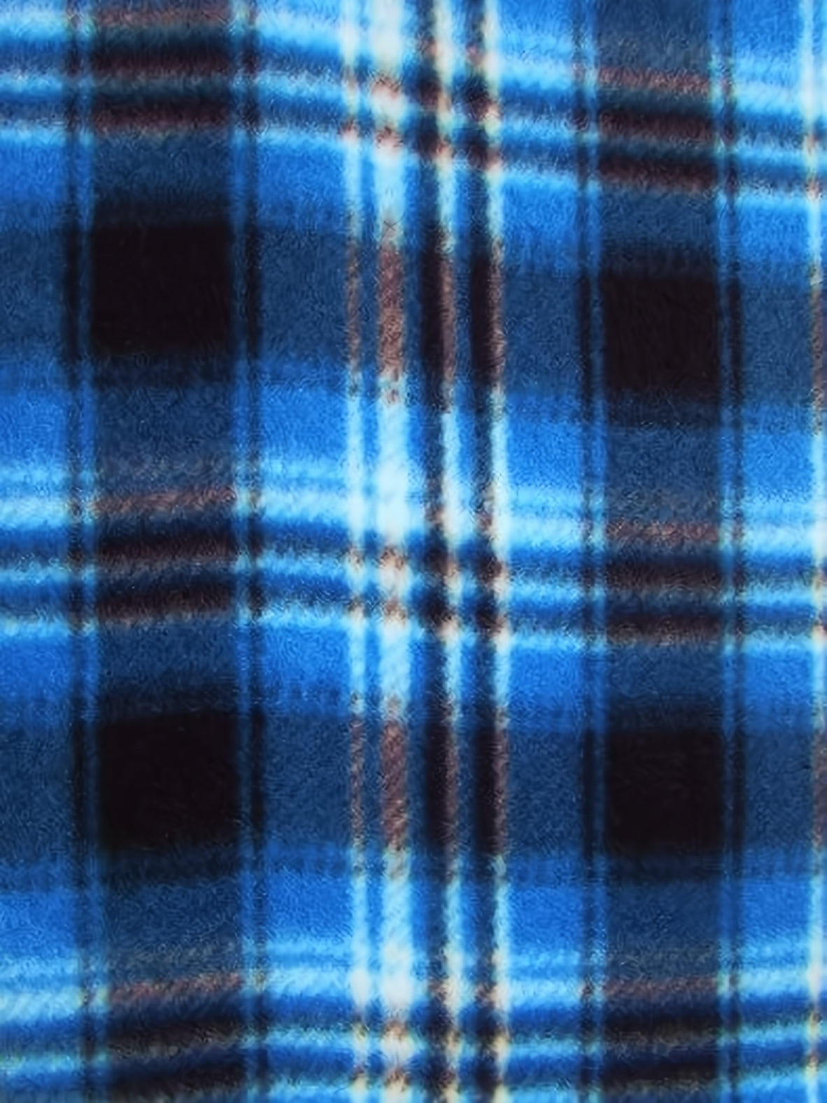 Tartan Plaid Polar Fleece Fabric Blue/Black