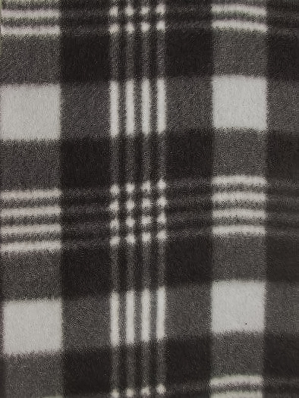 Tartan Plaid Polar Fleece Fabric Black Gray Sold By The Yard