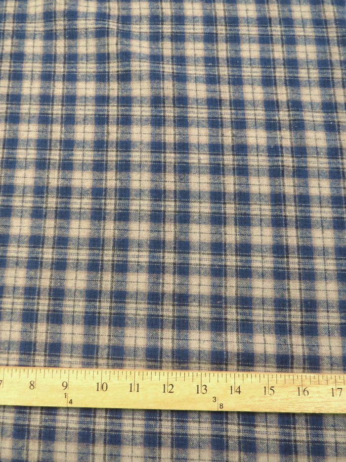 Tartan Plaid Uniform Apparel Flannel Fabric Khaki/Blue