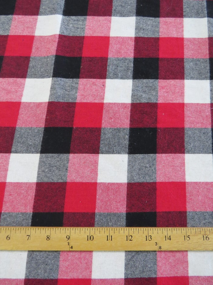Tartan Plaid Uniform Apparel Flannel Fabric Red/Black/White