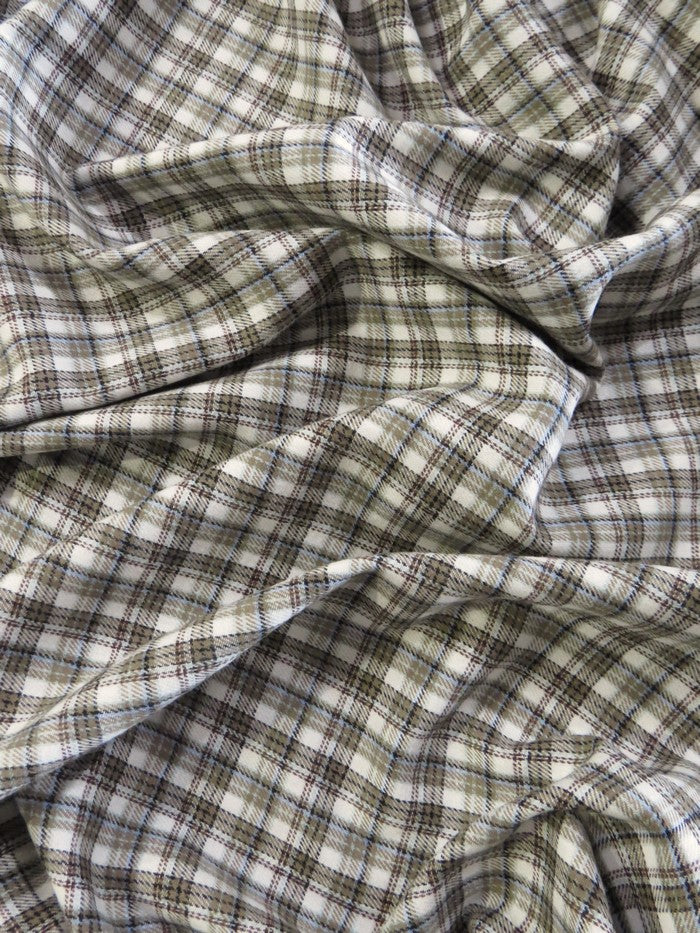 Tartan Plaid Uniform Apparel Flannel Fabric Sage/White