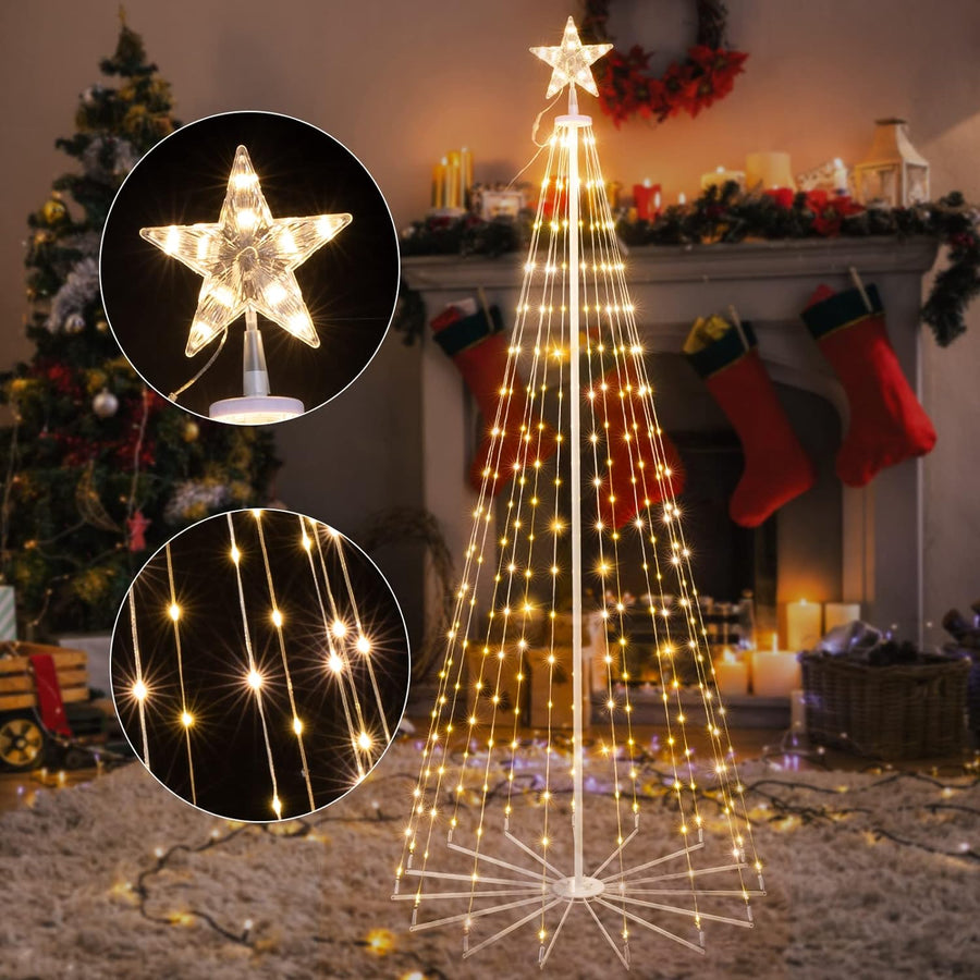 6FT Tree Light Outdoor w Star Warm White
