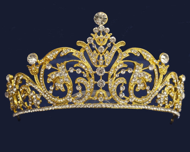 Gold Crystal Rhinestone Tiara (TQ020)