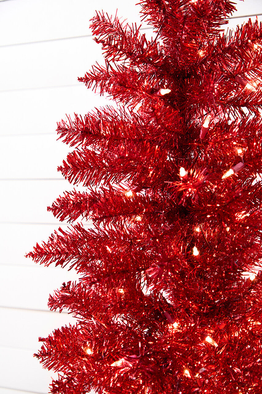 4 foot Red Tinsel Christmas Tree