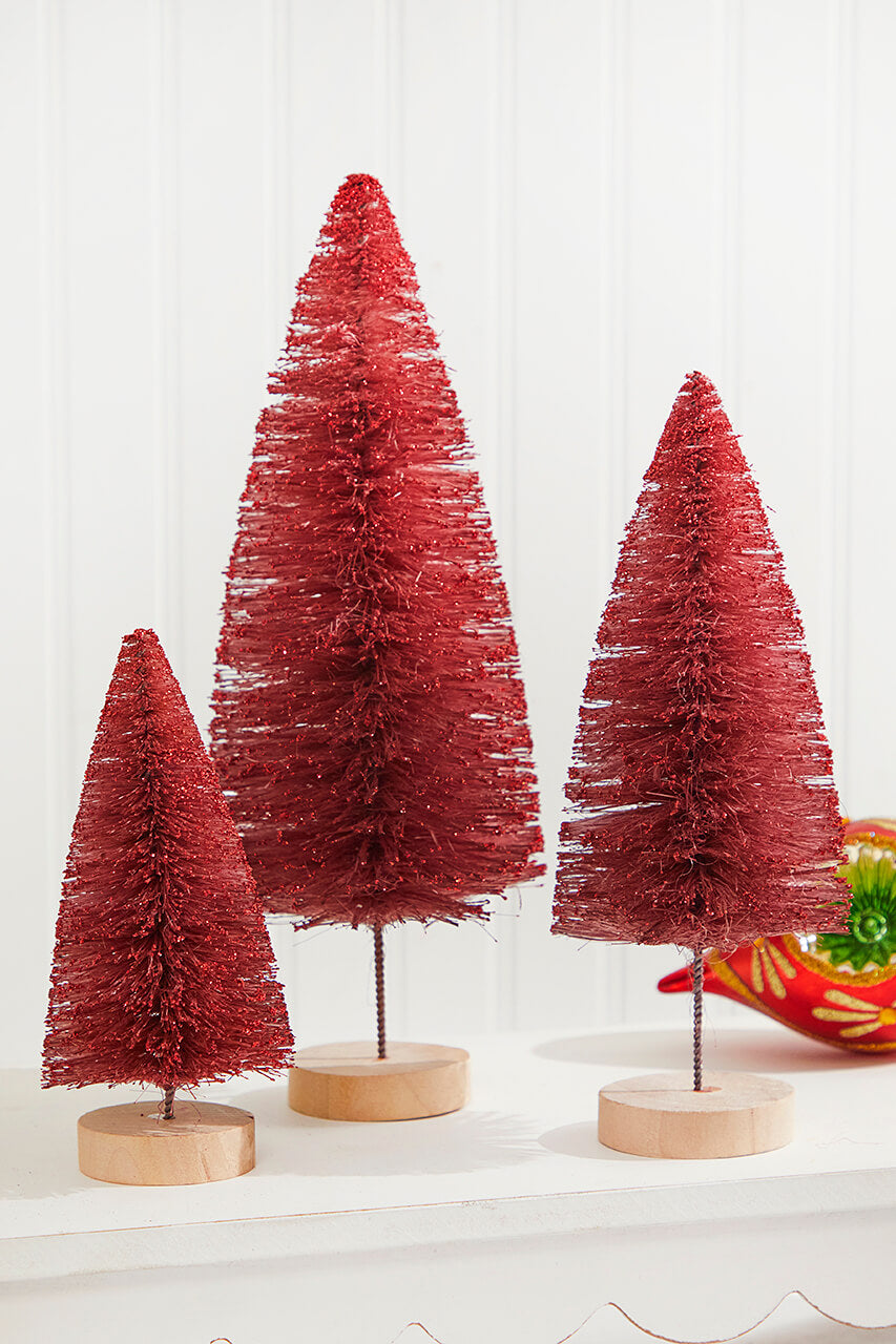 Red Bottle Brush Tree - Set of 3