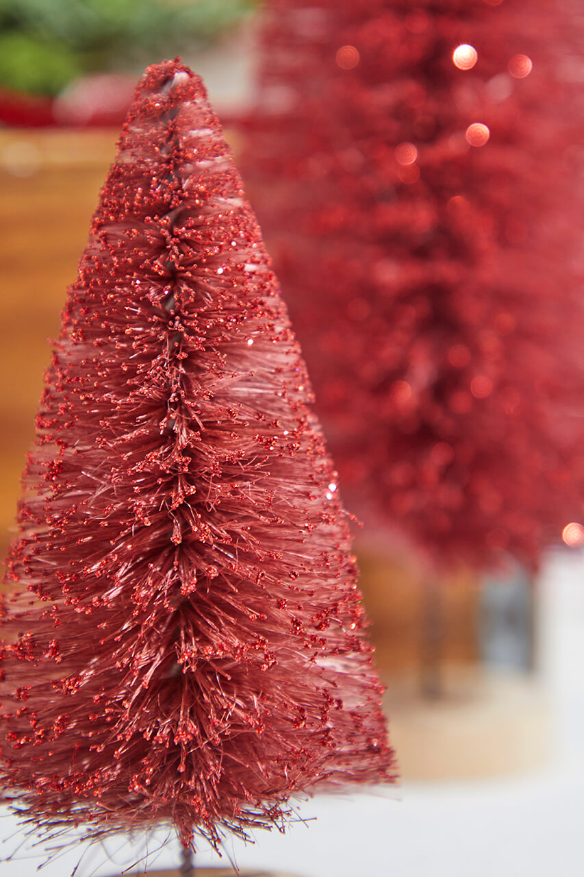 Red Bottle Brush Tree - Set of 3