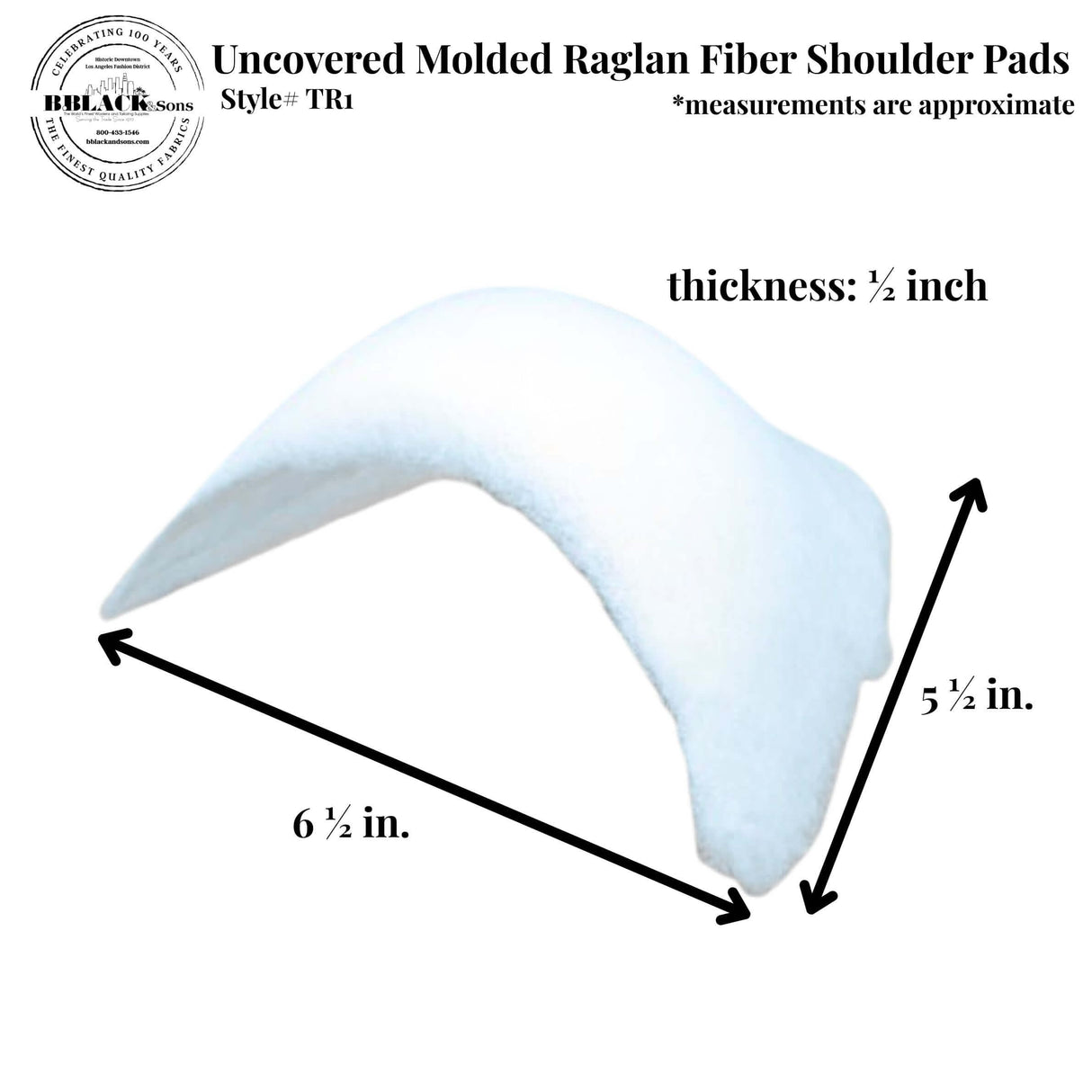 Molded Raglan Fiber Uncovered - White Shoulder Pads