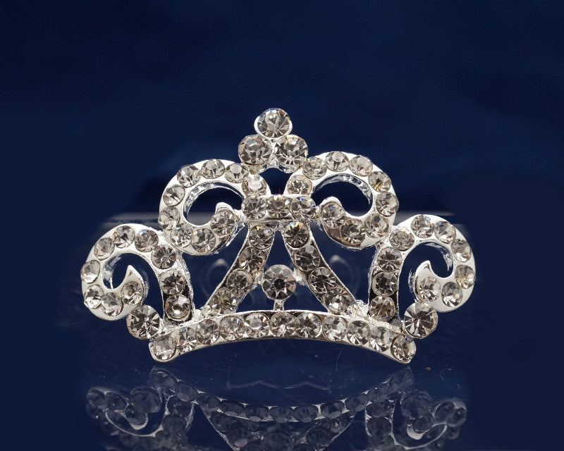 Silver Crystal Rhinestone Mini Tiara – Pack of 12