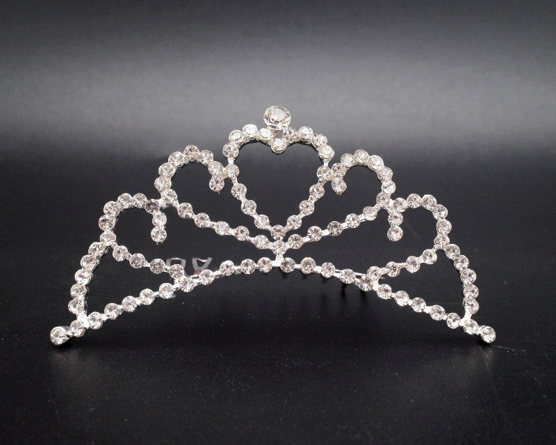 Silver Crystal Rhinestone Mini Tiara – Pack of 12 (TS147)
