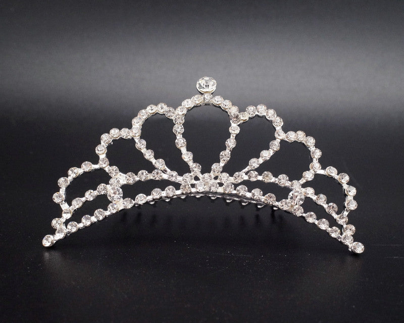 Silver Crystal Rhinestone Mini Tiara – Pack of 12