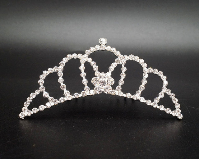 Silver Crystal Rhinestone Mini Tiara – Pack of 12 (TS162)