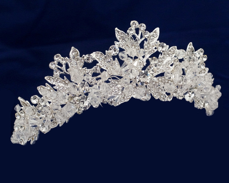Silver Acrylic Beaded Rhinestone Tiara