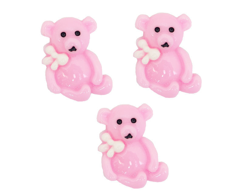 3/4" Pink Teddy Bear Baby Shower Mini Plastic Polyresin - Pack of 100 Pieces
