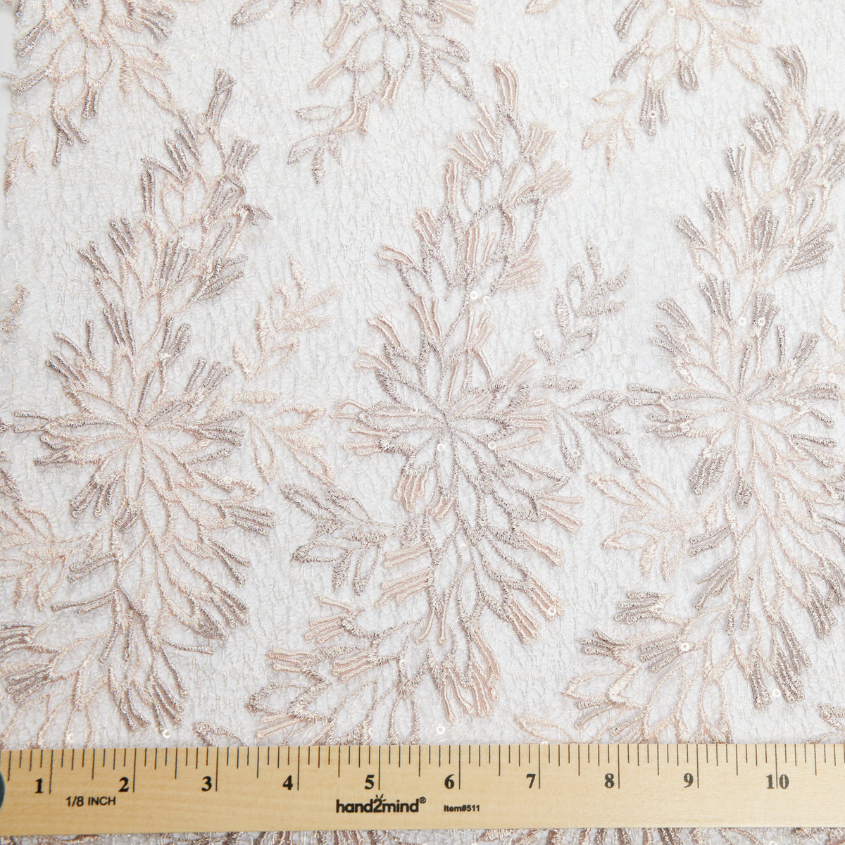1 Yard Tulle Lace Fabric Embroidered with Applique and Intricate 3D Pattern, 100% Polyester, 50/52" Wide