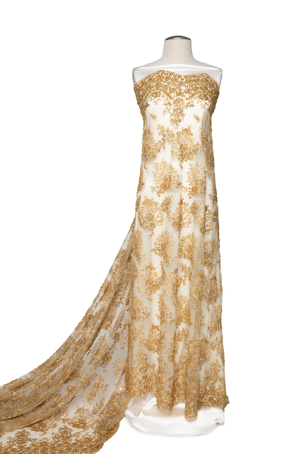 1 Yard Tulle Lace Embroidered Fabric 3D Applique Beaded Design 50/52" Width