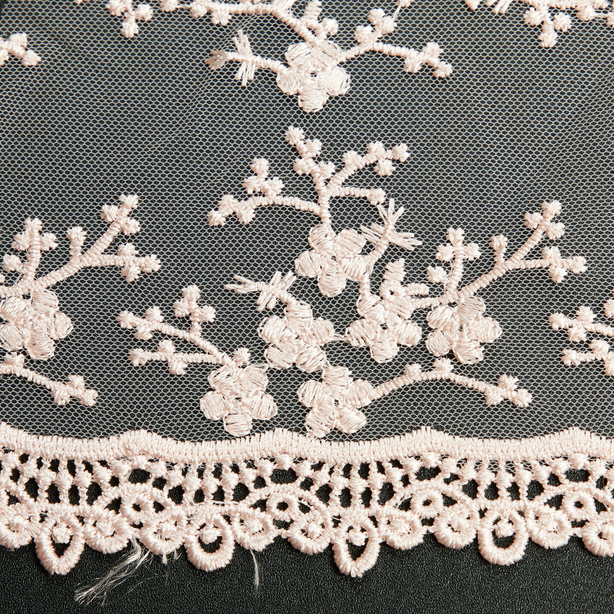 1 Yard Tulle Lace Fabric with Embroidered Chemical Scallop Edge, 50/52" Wide