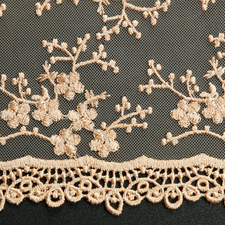 1 Yard Tulle Lace Fabric with Embroidered Chemical Scallop Edge, 50/52" Wide