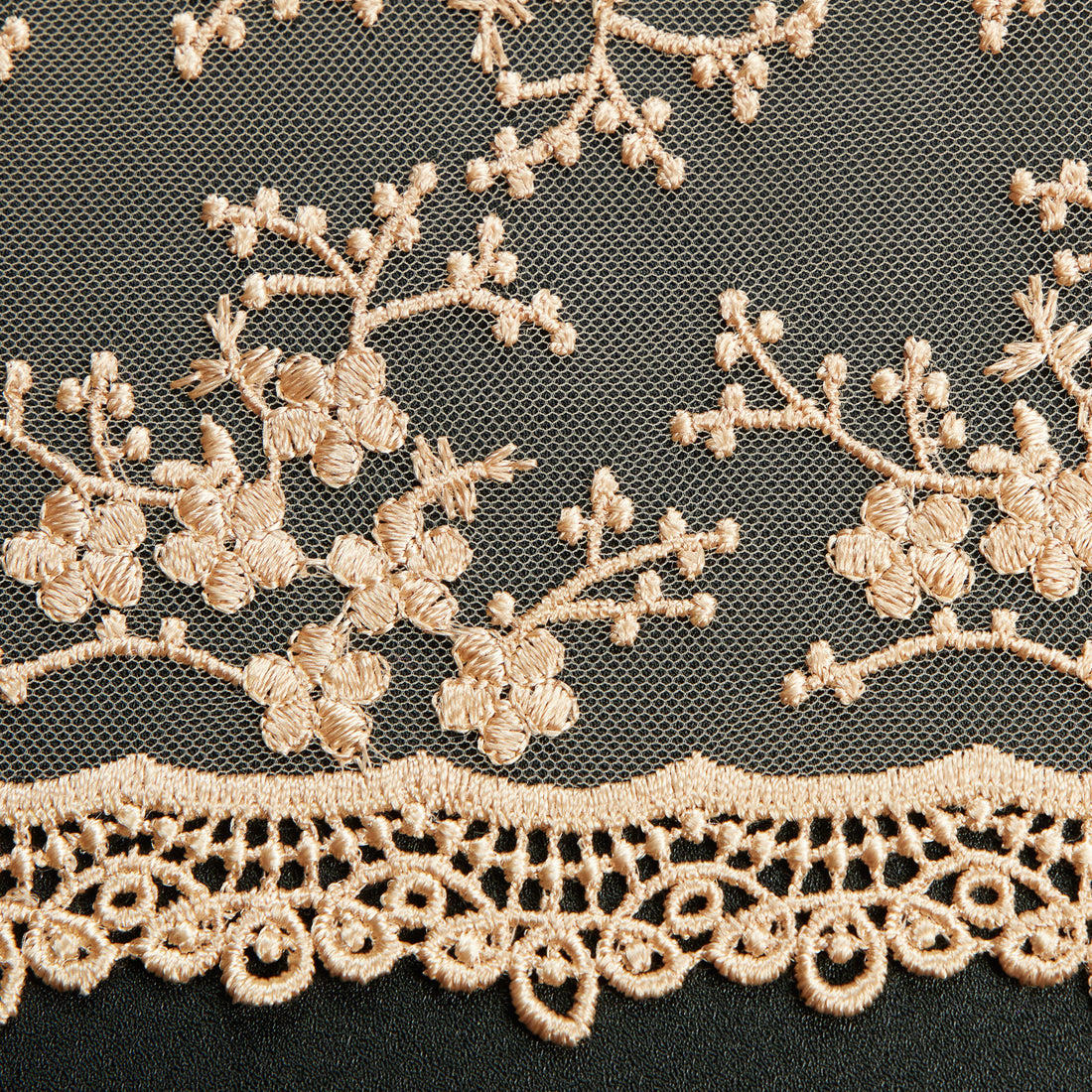 1 Yard Luxury 100% Polyester Tulle Lace with Chemical Scallop and Detailed Embroidery 50/52" Wide