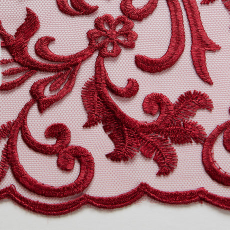 1 Yard Tulle Lace Fabric with Intricate Embroidery, 50/52" Wide 100% Polyester