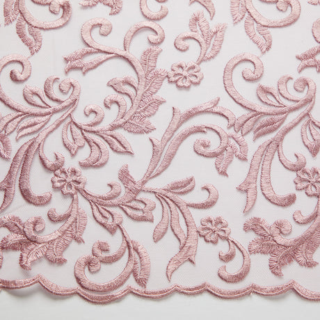 1 Yard 100% Polyester Tulle Lace Fabric Embroidered with Elegant Intricate Patterns 50/52" Wide
