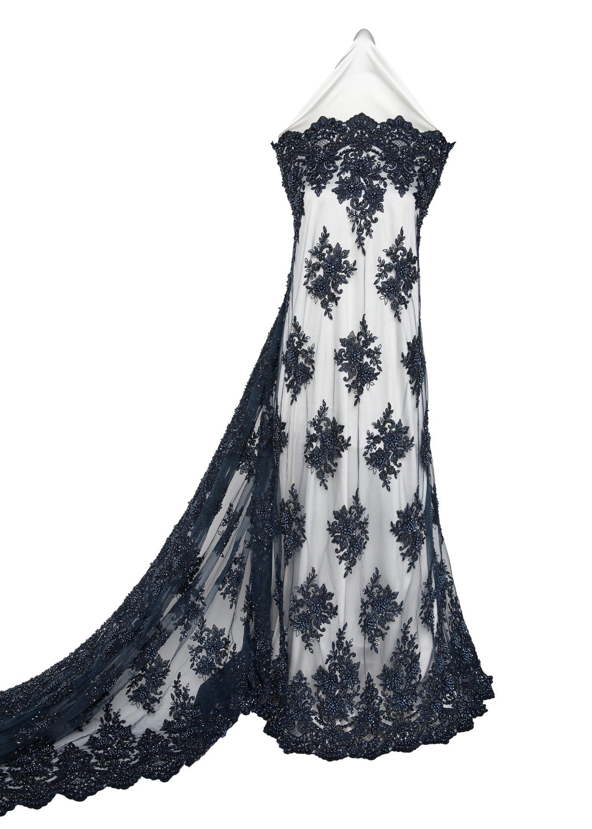 1 Yard Tulle Tulle Lace Fabric Embroidered with Beads & Sequins 100% Polyester 50/52" Wide