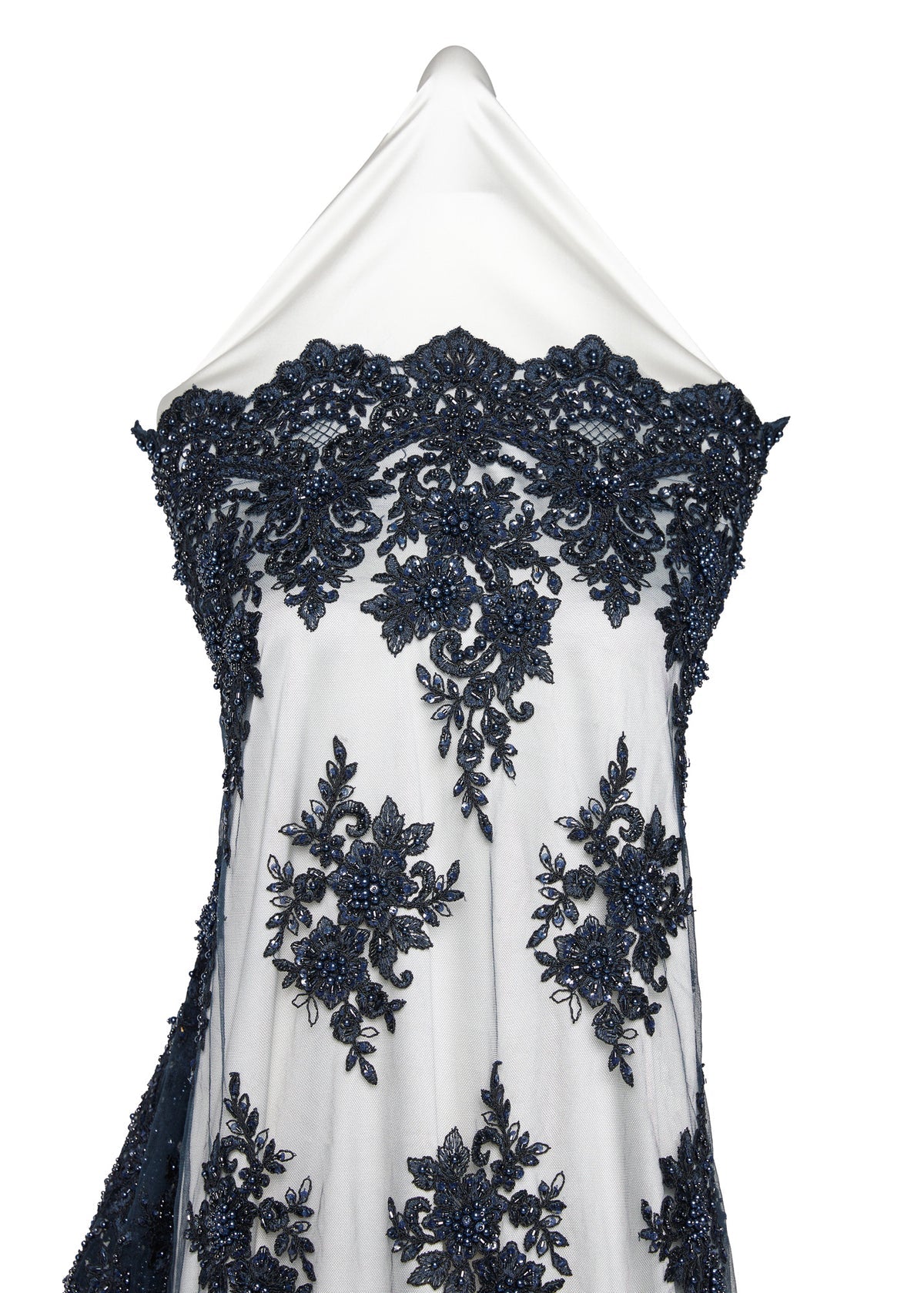 1 Yard Tulle Tulle Lace Fabric Embroidered with Beads & Sequins 100% Polyester 50/52" Wide