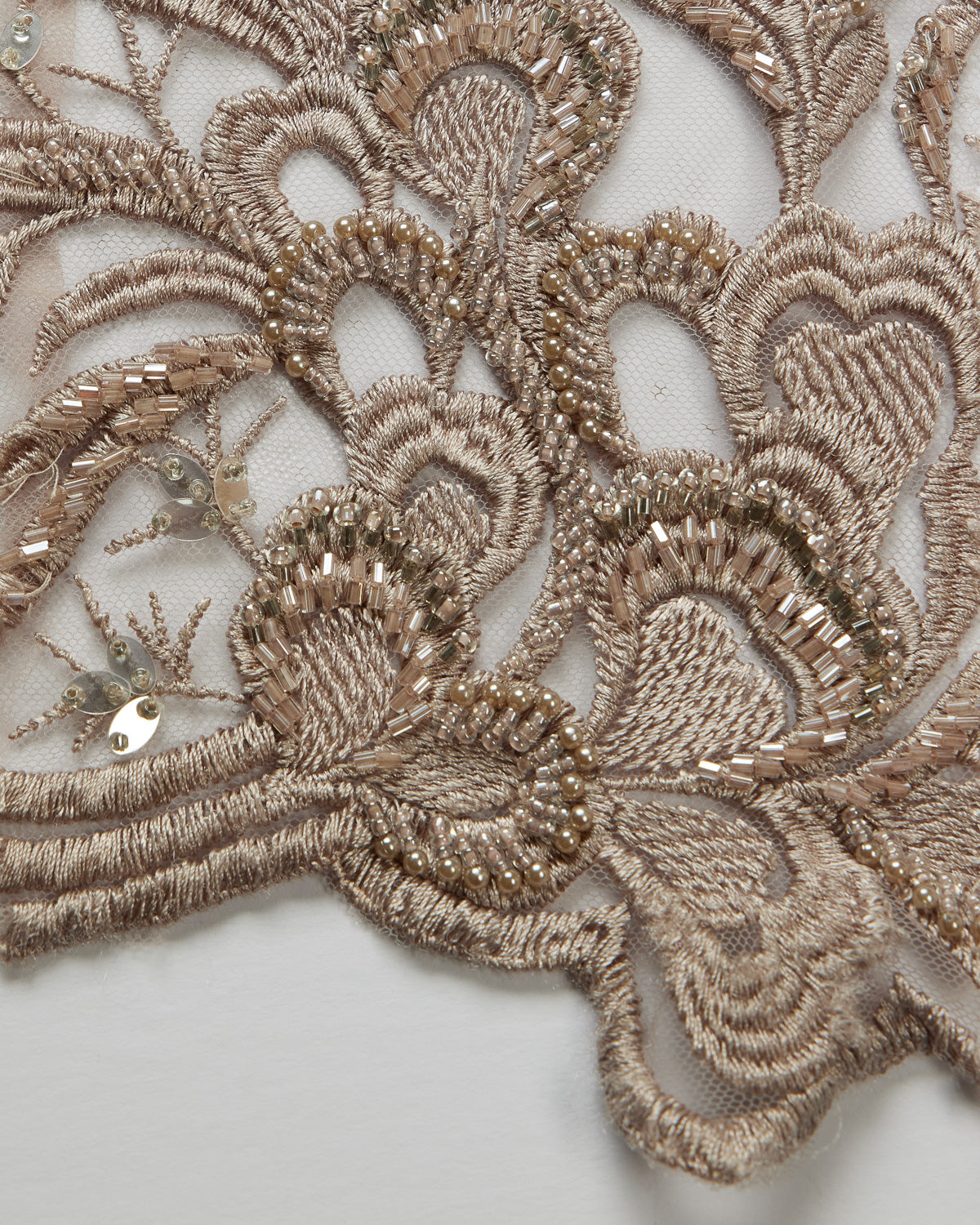 1 Yard Tulle Lace Fabric Embroidered with Beads & Sequins, 50/52" Wide 100% Polyester