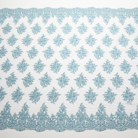 1 Yard Metallic Tulle Lace Fabric Embroidered with Beads & Sequins 50/52" Wide 100% Polyester