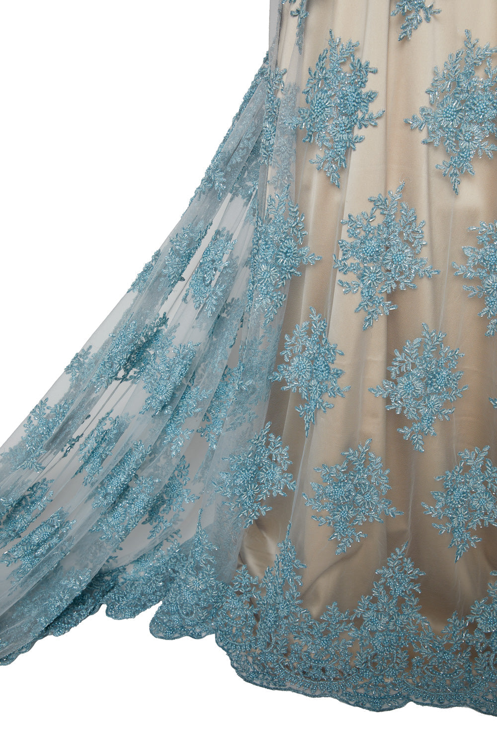 1 Yard Tulle Lace Fabric Metallic Embroidered with Beads & Sequins, 50/52" Wide 100% Polyester
