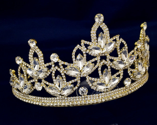 Gold Crystal Rhinestone Crown Tiara