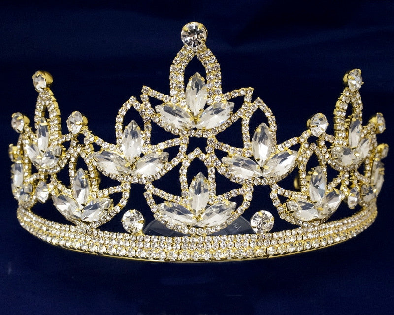 Gold Crystal Rhinestone Crown Tiara