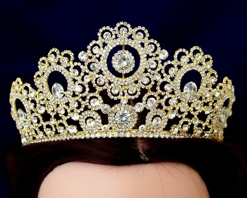 Gold Crystal Rhinestone Crown Tiara