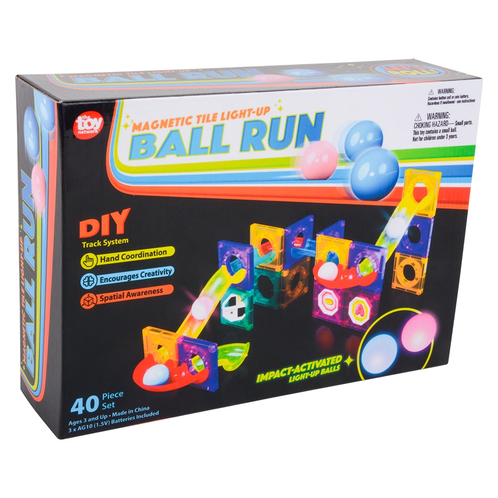 Light-Up Ball Run Magnetic Tile Set