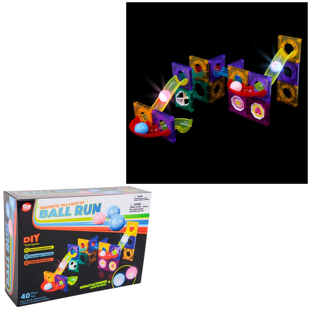 Light-Up Ball Run Magnetic Tile Set