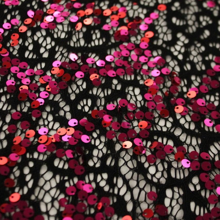 Stretch Lace Sequin Fabric Black