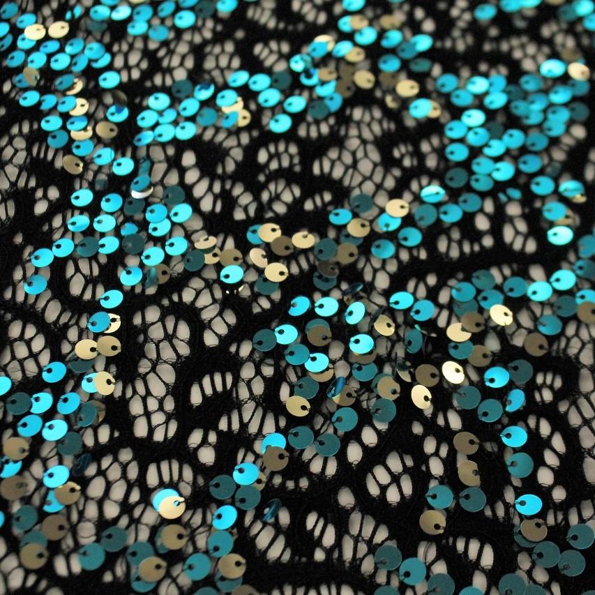 Stretch Lace Sequin Fabric Black